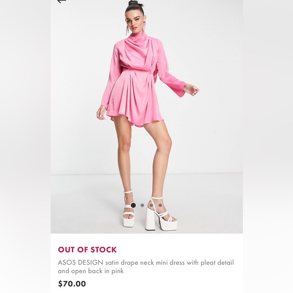 Satin drape neck mini dress with open back - Picture 2 of 3